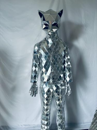 HoHoHuo Silver Mirror Man Costume Medium