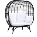 Acme Penelope Patio Lounge Chair Cream Fabric and Black Finish