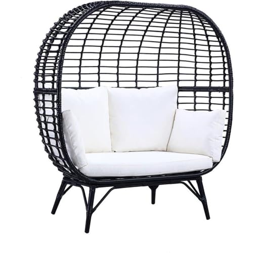 Acme Penelope Patio Lounge Chair Cream Fabric and Black Finish