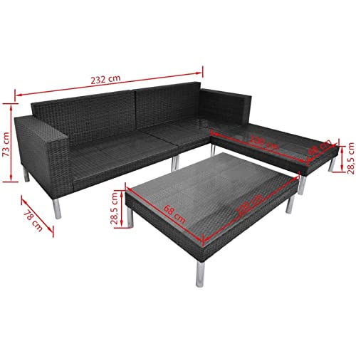 Xinxinxiang 4 Piece Patio Set with Cushions Black