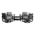 Armen Living Grand Modern Outdoor Patio Conversation Seating Set 5 Piece Black