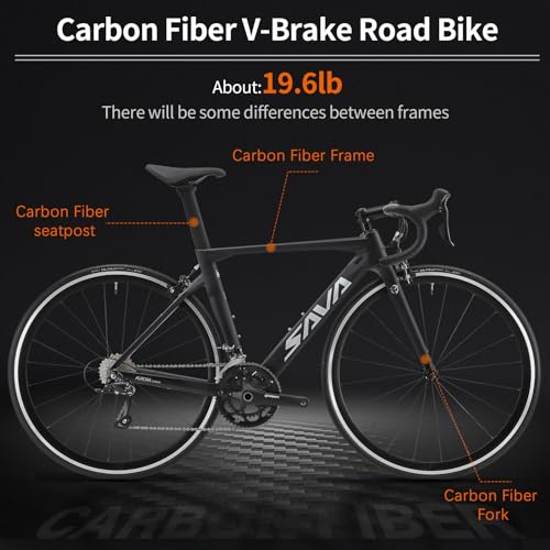 SAVADECK Carbon Road Bike with Shimano SORA R3000 18 Speed Derailleur System White