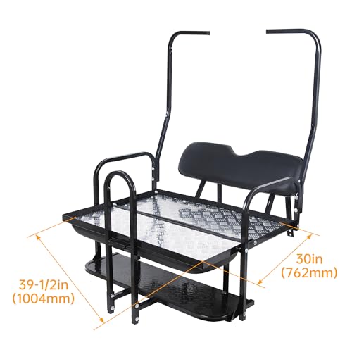 KUAFU Rear Flip Back Seat Compatible with Club Car DS Model Golf Cart Black