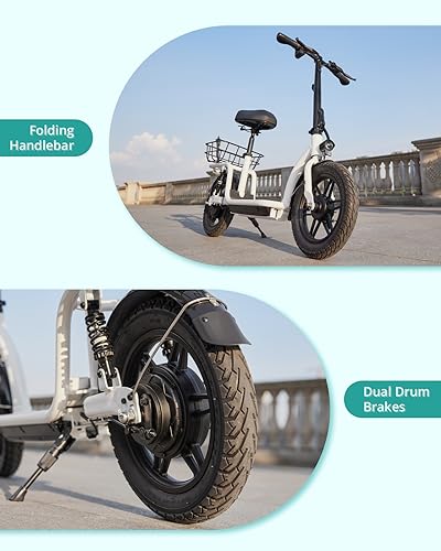 Gotrax Astro Electric Scooter with Seat 14" Tire 19 Miles Range 350W Motor White