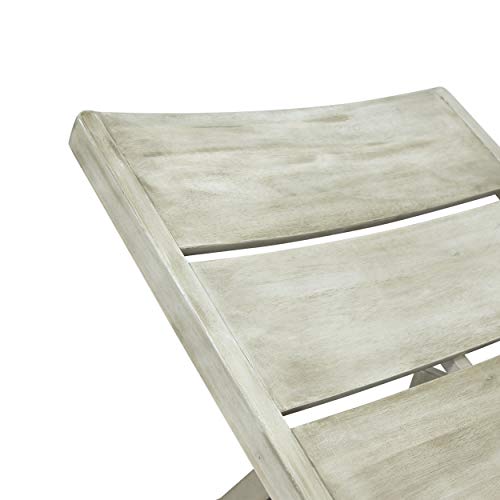 Great Deal Furniture GDFStudio Outdoor Acacia Wood Chaise Lounge Set of 4 Light Gray Wash, Gray Metal