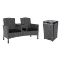 Furniture of America Azur Rattan 2-Piece Loveseat and Trash Can Set Black