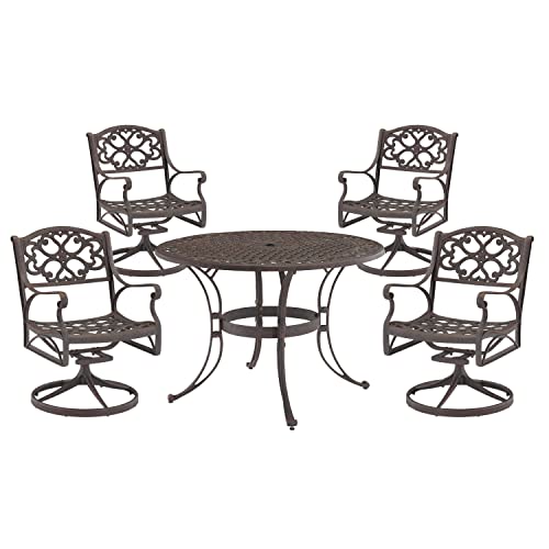 Homestyles 5 Piece Outdoor Dining Set with 48" Table Bronze