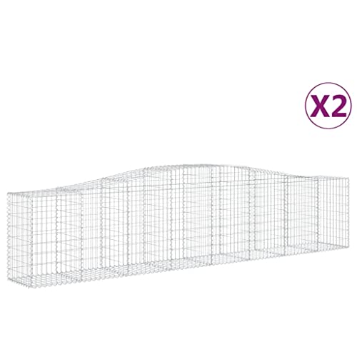 Arched Gabion Baskets 2 pcs Galvanized Iron for Outdoor Plants Self-Watering Pots White Black