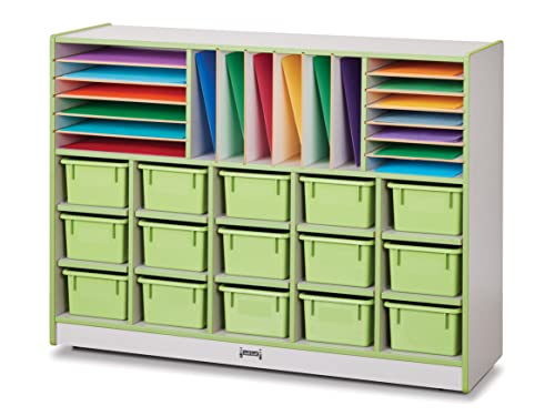Jonti-Craft Rainbow Accents Sectional Cubbie-Tray Mobile Unit with Trays Key Lime Green