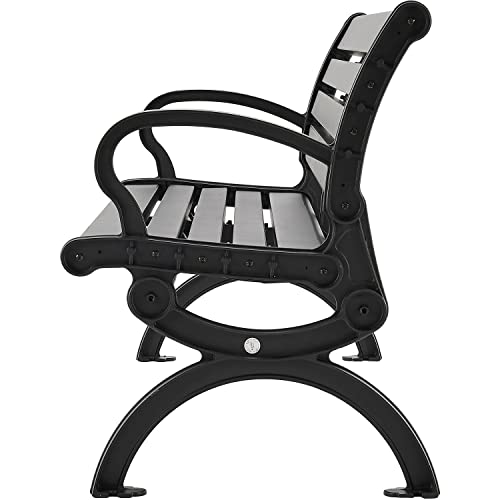 Global Industrial 6' Aluminum Park Bench with Backrest Black