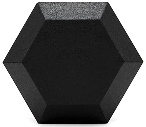 French Fitness Rubber Coated Hex Dumbbell Set 55-75 lbs Black