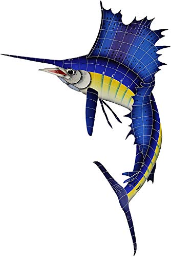 Artistry in Mosaics Sailfish Left Ceramic Pool Mosaic 60"x42
