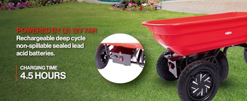 Kaimei Electric Wheelbarrow Utility Cart 264 lbs Capacity Black+Red