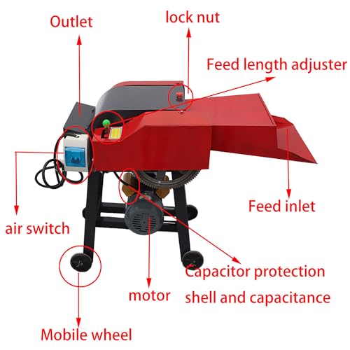 HQHAOTWU 6-Blade Hay Cutter Pulverizer Grass Silage Machine Red
