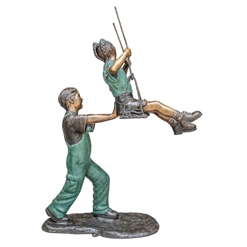 Design Toscano Swinging Children Cast Bronze Garden Statue 50 Inch Two Tone Bronze & Verdigris
