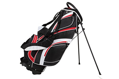 PRECISE Men's Golf Club Set Titanium Driver, Fairway Woods, Hybrid, Irons, Putter, Stand Bag, 4 H/C's Red