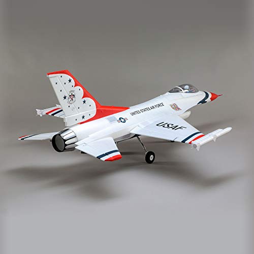 E-flite RC Airplane F-16 Thunderbirds 70mm EDF Jet BNF Basic Red/White