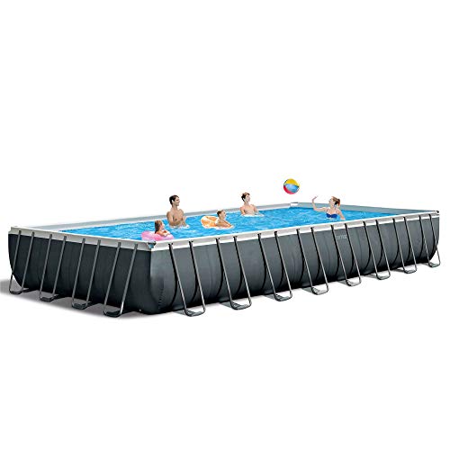 Intex Rectangular Ultra XTR Frame Above Ground Swimming Pool with Pump, Sand Filter, Pool Ladder, Ground Cloth, and Pool Cover