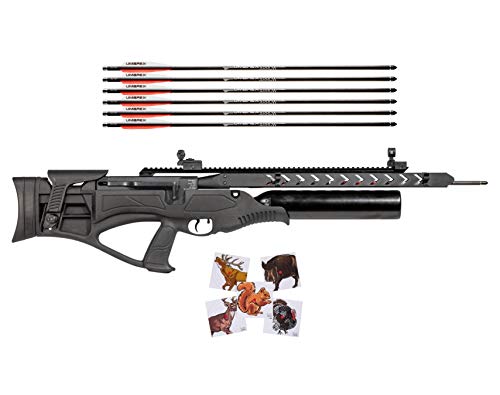 Wearable4U Hatsan Harpoon Arrow Air Rifle Bundle with 6pk Carbon Fiber Arrows and 100x Paper Targets
