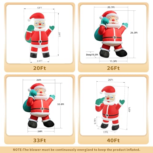 TKLoop Giant 26Ft Inflatable Santa Claus Red