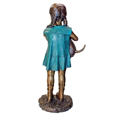Design Toscano Can I Keep Him? Girl and Dog Cast Bronze Garden Statue Two Tone Bronze & Verdigris