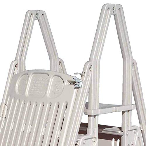 Vinyl Works GE Deluxe Adjustable A Frame Above Ground Pool Ladder w/Gate White