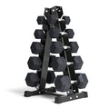 RitFit Rubber Hex Dumbbells Set with Optional Rack 300 LB - Home Gym and Fitness