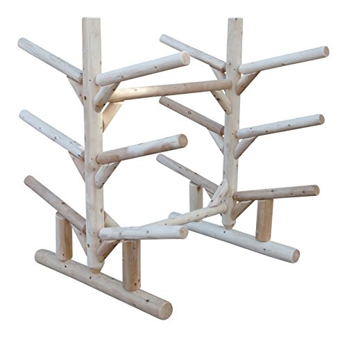 Log Kayak Rack 6 Place Freestanding Kayak and SUP Storage Rack Unfinished