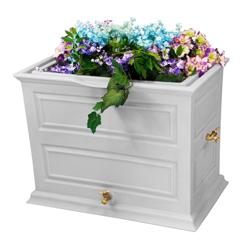 Good Ideas Savannah Colonial Style 42 Gallon Rain Saver Barrel with Planter and Brass Spigots Light Gray (3 Pack)