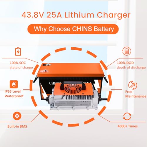 CHINS 36V 100Ah LiFePO4 Golf Cart Battery with Bluetooth & Charger