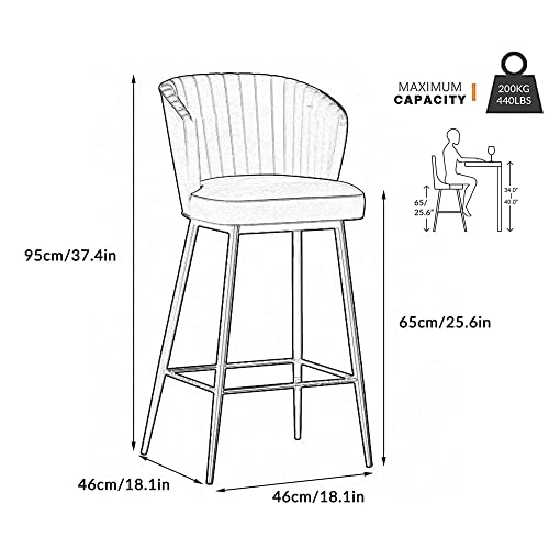 IPSU Velvet Breakfast Bar Stools Set of 4 Green