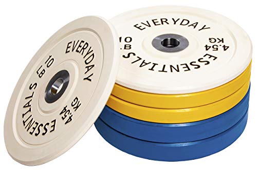 Signature Fitness Olympic Bumper Plate Weight Plates 160LB Set Color Coded