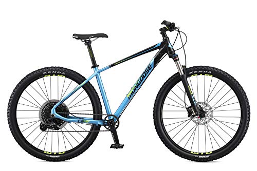 Mongoose Tyax Expert Adult Mountain Bike 29-Inch Wheels T2 Aluminum Frame Hydraulic Disc Brakes Black/Blue