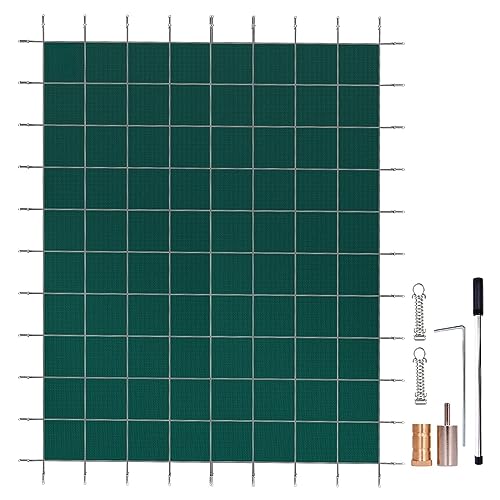 DOUKI Rectangular Inground Pool Safety Cover 20x42ft Triple Stitched Mesh PP Green