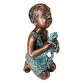 Design Toscano New Friend Boy with Frog Cast Bronze Garden Statue Two Tone Bronze & Verdigris