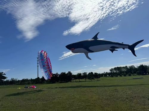 TiffySkyKite Giant 60 Ft Soft Inflatable Shark Kite Black