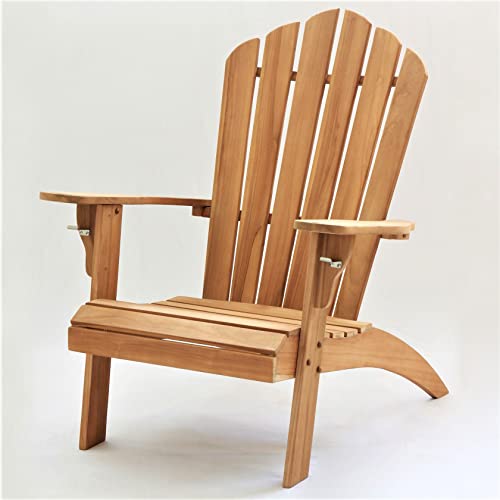 Cambridge Casual Lakeside Oversized Patio Adirondack Chair Set of 2 Natural Teak