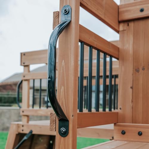 Backyard Discovery Sterling Point Cedar Swing Set with Green Wave Slide & Climbing Wall