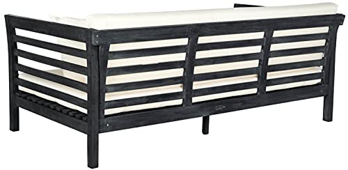 Safavieh Outdoor Collection Malibu Acacia Wood Cushion Day Bed Dark Slate Gray/Beige
