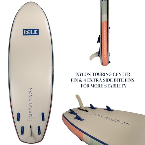 ISLE Surf and SUP Megalodon Inflatable Paddle Board Bundle 15' Seafoam/Peach