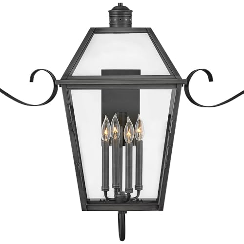 Hinkley Nouvelle Collection Four Light Outdoor Wall Lantern Blackened Brass/Black