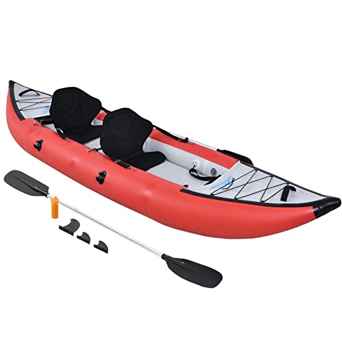 PRODCA Inflatable Kayak Set with Paddle & Air Pump, Portable Deluxe Tandem 2 Person Kayak