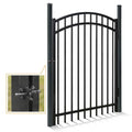 Fencer Wire Heavy Duty Flat Top X-Pattern Decorative Fence Gate Black 5FT x 4FT