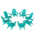 WestinTrends Dylan Adirondack Chairs Set of 8 All Weather Poly Lumber Outdoor Patio Turquoise