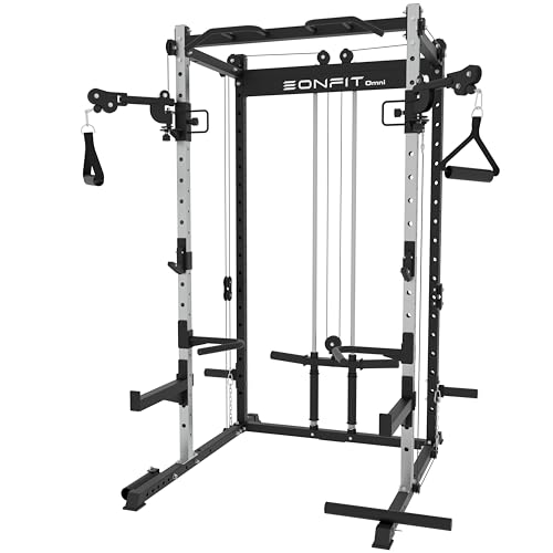 EonfitOmni Power Rack with LAT Pulldown Cable Crossover Pulley System Black7