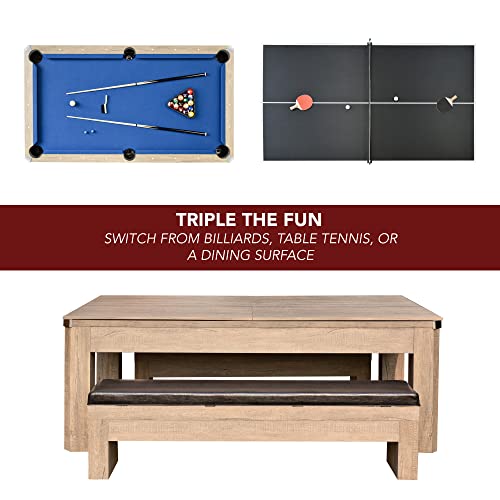 Hathaway Newport 7-ft Pool Table Combo Set with Benches Rustic Gray