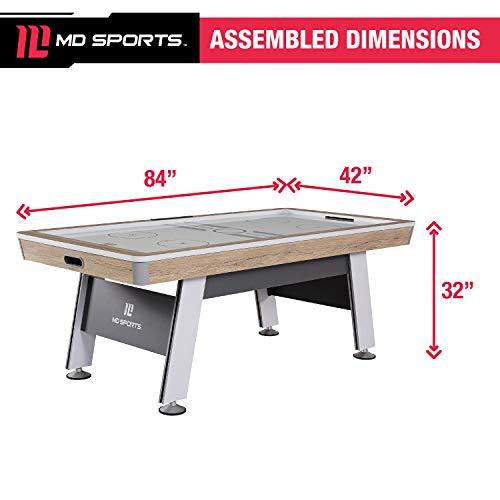 MD Sports 7' Hinsdale Air Powered Hockey Table with Pusher and Puck Set White/Gray
