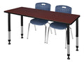 Regency Adjustable Classroom Table Set with 18" Andy Chairs Mahogany/Navy