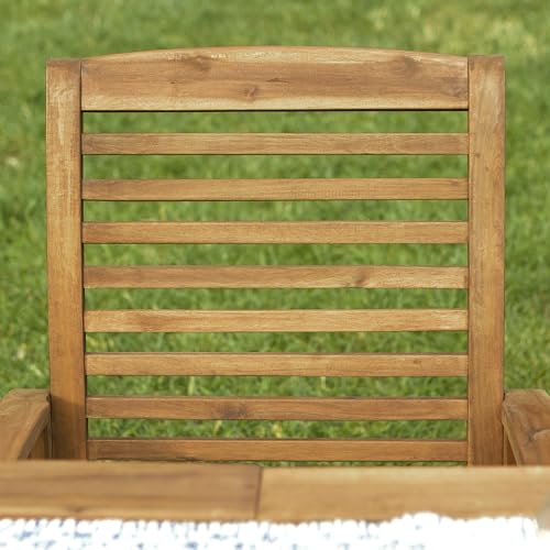 Walker Edison Maui Modern 6-Piece Solid Acacia Wood Outdoor Dining Set Brown