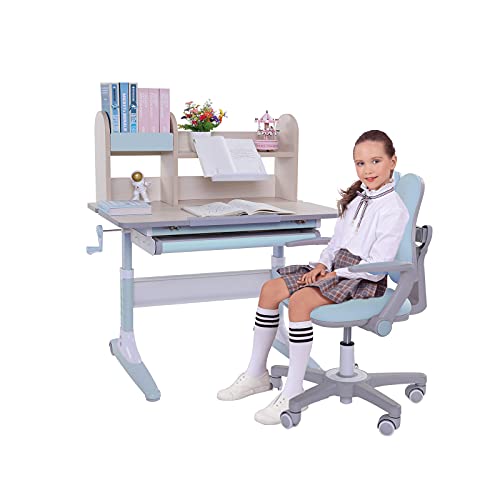Skycity Ergonomic Student Writing Desk and Chair Set, Height Adjustable, Blue